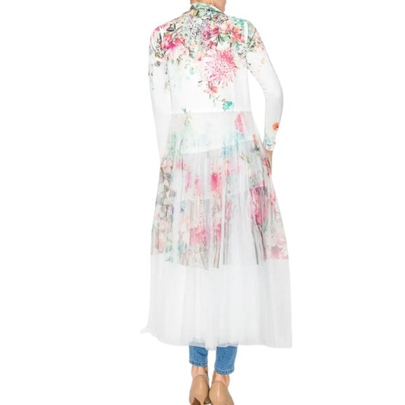 ORIGAMI FASHION Victorian Lace Tulle Floral Print Cardigan Duster S-XXL NWT - Picture 5 of 6